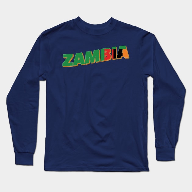 Zambia vintage style retro souvenir Long Sleeve T-Shirt by DesignerPropo